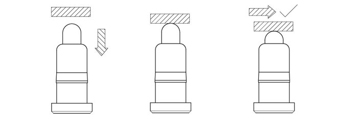 垂直下壓時(shí)，工件和彈簧針接觸